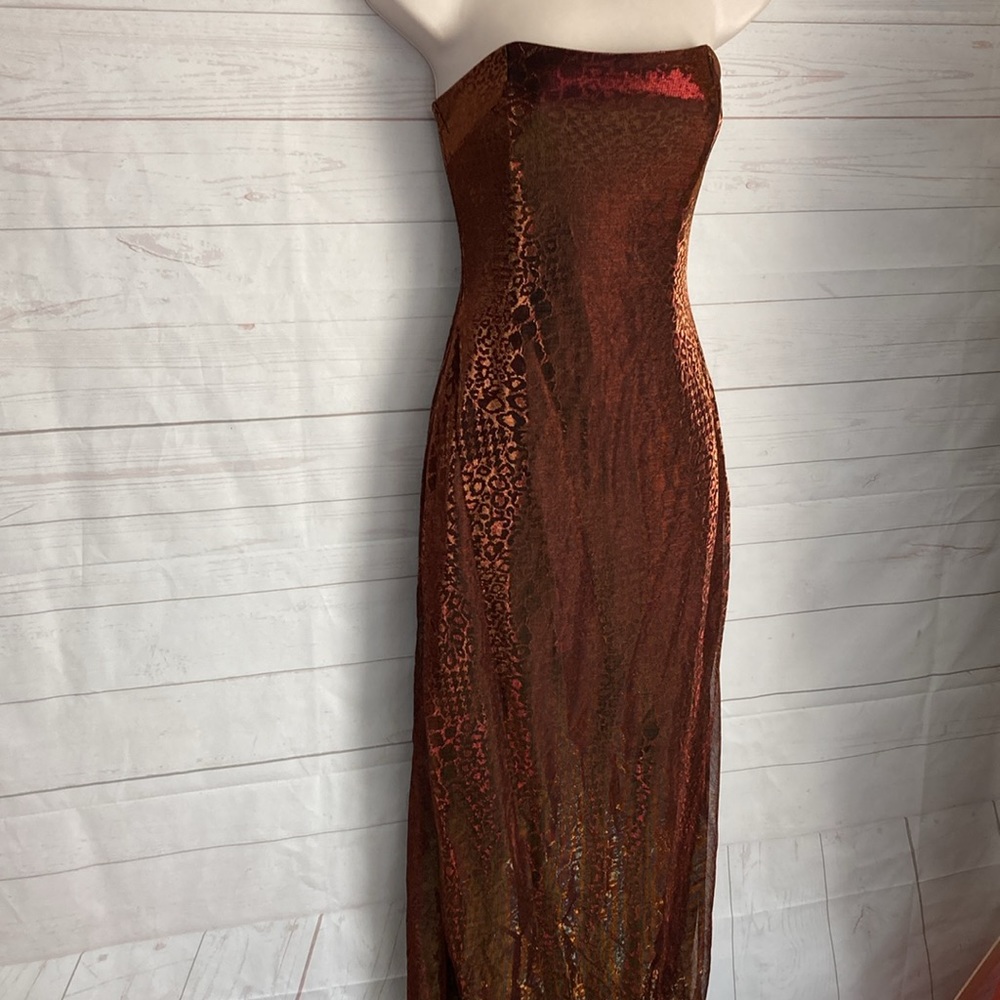 Jessica McClintock for GUNNE SAX Size 3 Y2K Strapless Animal Print Evening Gown - Picture 2 of 12
